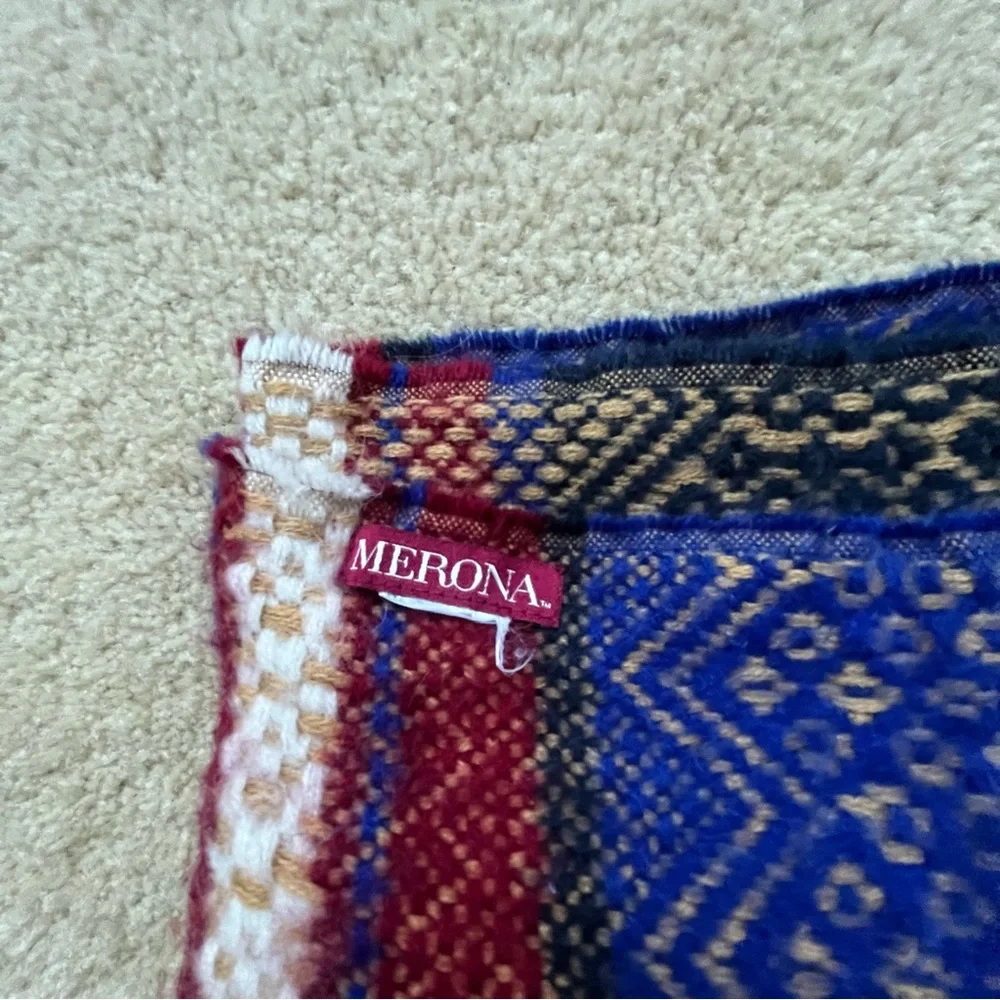 Merona Multicolor Winter Blanket Rectangle Scarf w/ Fringe Edges - 72x26 - EUC